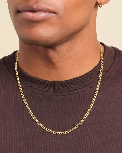 JAXXON Curb Chain - 3mm | 925 Sterling Silver Chain Necklace for Men - Silver 22 Inch in Saudi Arabia