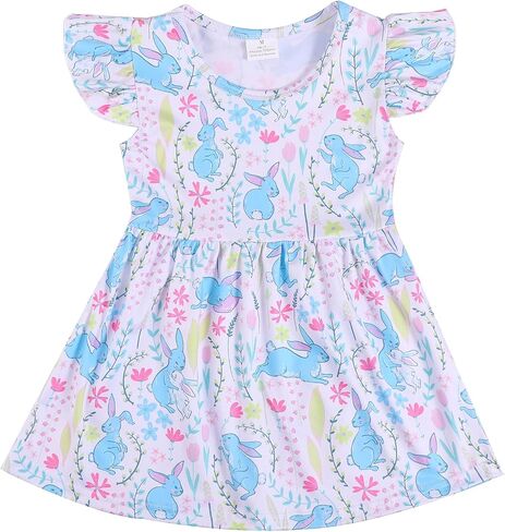 Toddler Girls Dress Pants Set Bunny Outfits Set Ruffle Dress and Pants Outfit Set 3-8Years in Kuwait