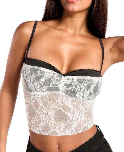 RSLOVE Lace Bralettes for Women - Camisole Lingerie Spaghetti Strap Tube Slim Tank Top Y2k Crop Camisoles in Saudi Arabia