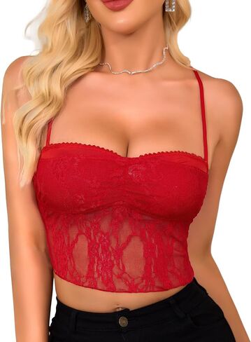 RSLOVE Lace Bralettes for Women - Camisole Lingerie Spaghetti Strap Tube Slim Tank Top Y2k Crop Camisoles in Kuwait