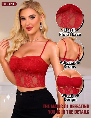 RSLOVE Lace Bralettes for Women - Camisole Lingerie Spaghetti Strap Tube Slim Tank Top Y2k Crop Camisoles in Kuwait