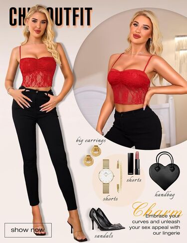 RSLOVE Lace Bralettes for Women - Camisole Lingerie Spaghetti Strap Tube Slim Tank Top Y2k Crop Camisoles in Kuwait