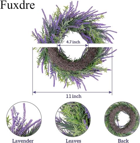 12 Inch Candle Rings Wreaths with Lavender Decor (1 Pc) - Floral Wreaths for Pillar Candles, Spring Summer Wedding, Home Tabletop, Door, Cabinets in Saudi Arabia