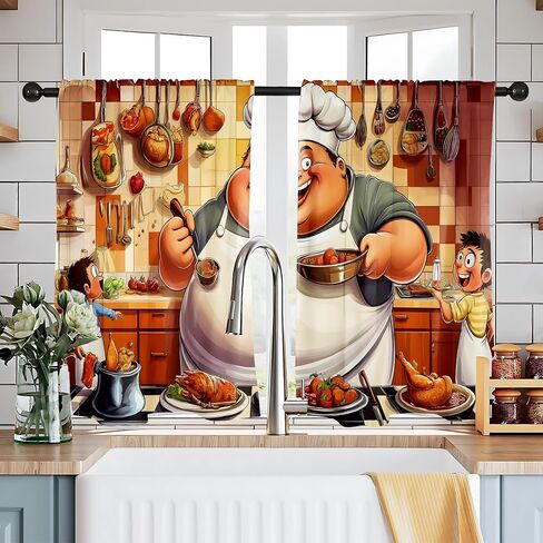 NYZE Kitchen Curtains 2 Panels Leaves Floral Short Window Curtains Treatment Over Sink Tier Drapes Small Cafe Curtains Flower Leaf Tier Curtains for Bathroom 36x28inch in Saudi Arabia