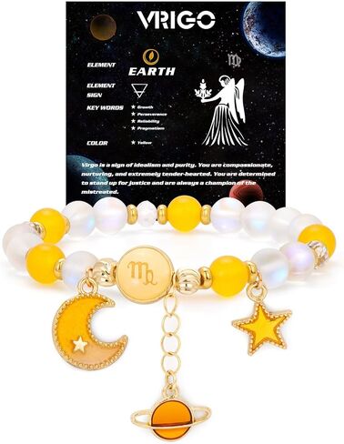 Zodiac Bracelet for Men Women, Natural Stone Star Sign Constellation Horoscope Bracelet Gifts in Kuwait