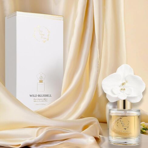 Reed Diffuser Set, Pretty Valley Home Diffuser Gypsum White Orchid Flower Oil 120Ml / 4.05fl OZ Gift Box for Bathroom Office Bathroom Living Room Decor, Long Lasting Fragrance (White Orchid) in Kuwait
