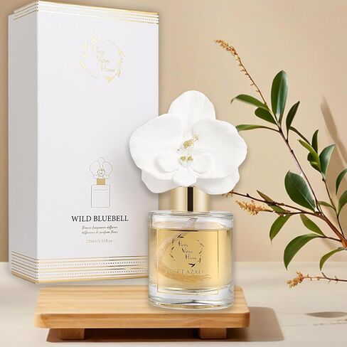 Reed Diffuser Set, Pretty Valley Home Diffuser Gypsum White Orchid Flower Oil 120Ml / 4.05fl OZ Gift Box for Bathroom Office Bathroom Living Room Decor, Long Lasting Fragrance (White Orchid) in Kuwait