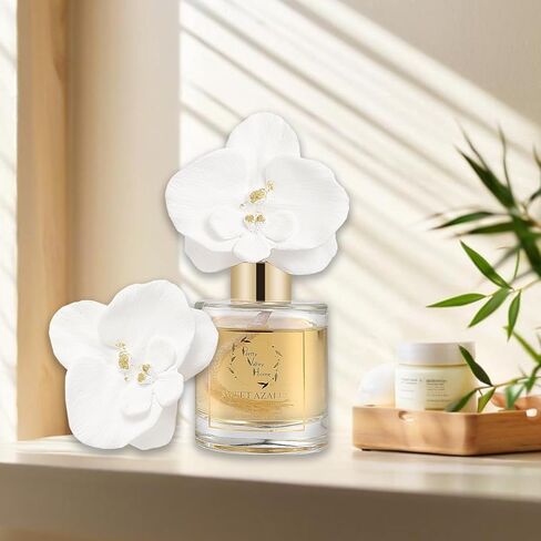 Reed Diffuser Set, Pretty Valley Home Diffuser Gypsum White Orchid Flower Oil 120Ml / 4.05fl OZ Gift Box for Bathroom Office Bathroom Living Room Decor, Long Lasting Fragrance (White Orchid) in Kuwait