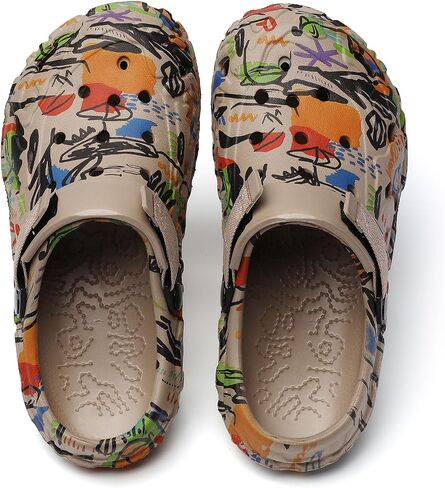 SECHRITE Womens Mens Clogs Garden Shoes Graffiti Slip On Mules Sports Sandals Unisex Adult Athletic Summer Outdoor Beach Slippers Water Shower Shoes in Saudi Arabia