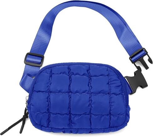Quilted Puffer Belt Bag Waist Fanny Packs Lightweight Crossbody Bag with Adjustable Strap for Workout Running Traveling Hiking 8042 Black in Saudi Arabia