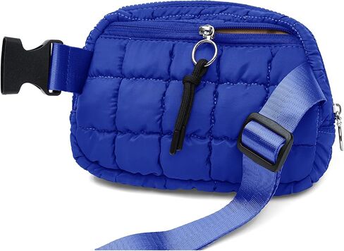 Quilted Puffer Belt Bag Waist Fanny Packs Lightweight Crossbody Bag with Adjustable Strap for Workout Running Traveling Hiking 8042 Black in Saudi Arabia