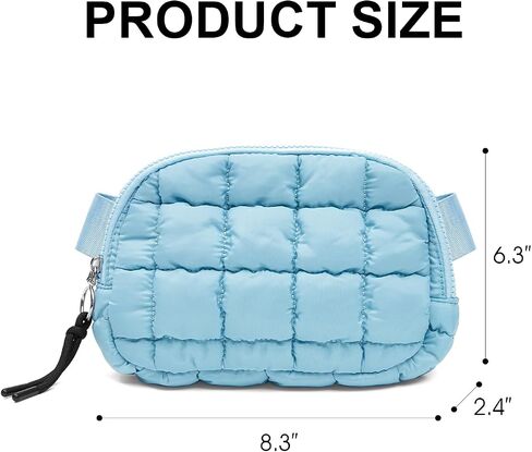 Quilted Puffer Belt Bag Waist Fanny Packs Lightweight Crossbody Bag with Adjustable Strap for Workout Running Traveling Hiking 8042 Black in Saudi Arabia