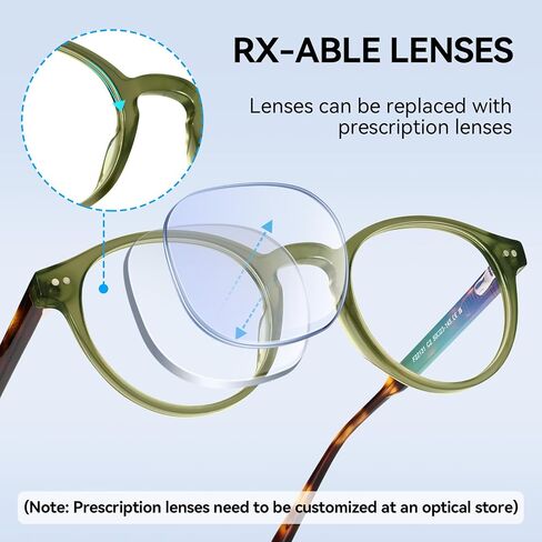 Dollger Blue Light Blocking Glasses For Woman Men Thick Acetate Frame Round Computer BlueLight Glasses Non-Prescription in Saudi Arabia