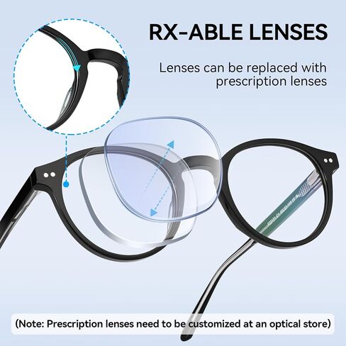 Dollger Blue Light Blocking Glasses For Woman Men Thick Acetate Frame Round Computer BlueLight Glasses Non-Prescription in Saudi Arabia