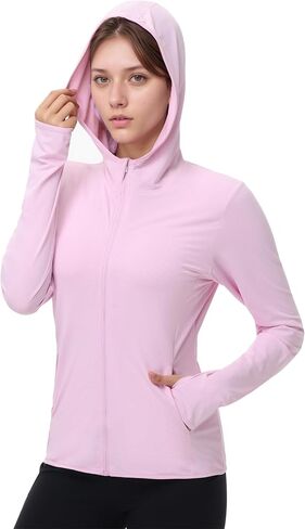 Isnowoood Women UPF 50+ حماية من أشعة الشمس واقي من الطفح الجلدي ، UV SPF سترة هوديي الأكمام الطويلة ، والقمصان الخفيفة في الهواء الطلق in Kuwait