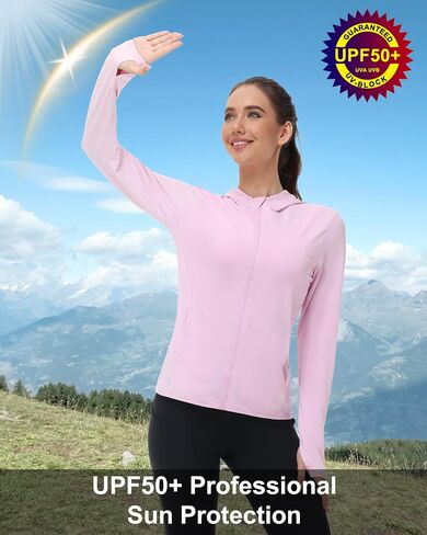 Isnowoood Women UPF 50+ حماية من أشعة الشمس واقي من الطفح الجلدي ، UV SPF سترة هوديي الأكمام الطويلة ، والقمصان الخفيفة في الهواء الطلق in Kuwait