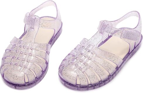Girl jelly sandals, closed toe princess summer dress shoes, beach flat sandals, birthday party dance casual flat shoes in Saudi Arabia