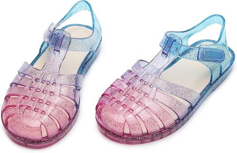 Girl jelly sandals, closed toe princess summer dress shoes, beach flat sandals, birthday party dance casual flat shoes in Saudi Arabia
