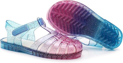 Girl jelly sandals, closed toe princess summer dress shoes, beach flat sandals, birthday party dance casual flat shoes in Saudi Arabia