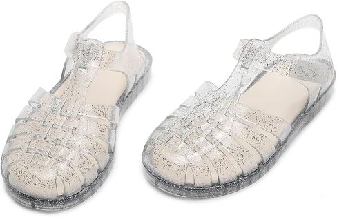Girl jelly sandals, closed toe princess summer dress shoes, beach flat sandals, birthday party dance casual flat shoes in Saudi Arabia
