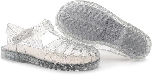 Girl jelly sandals, closed toe princess summer dress shoes, beach flat sandals, birthday party dance casual flat shoes in Saudi Arabia