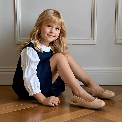 Hehainom Girls Flats Slingback Round Toe Sandals Toddler Little Kids Summer Flower Girl Communion Church Dress Shoes in Kuwait