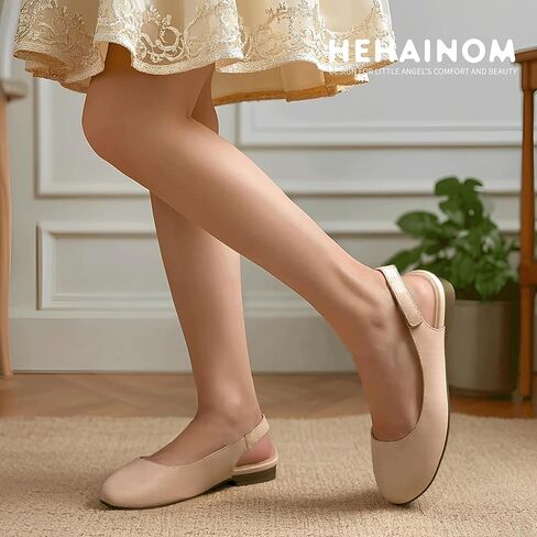 Hehainom Girls Flats Slingback Round Toe Sandals Toddler Little Kids Summer Flower Girl Communion Church Dress Shoes in Kuwait