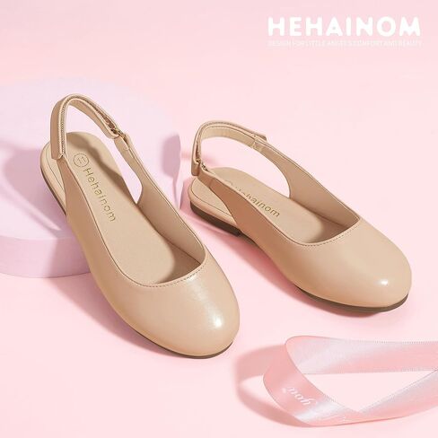 Hehainom Girls Flats Slingback Round Toe Sandals Toddler Little Kids Summer Flower Girl Communion Church Dress Shoes in Kuwait
