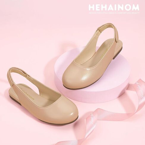 Hehainom Girls Flats Slingback Round Toe Sandals Toddler Little Kids Summer Flower Girl Communion Church Dress Shoes in Kuwait