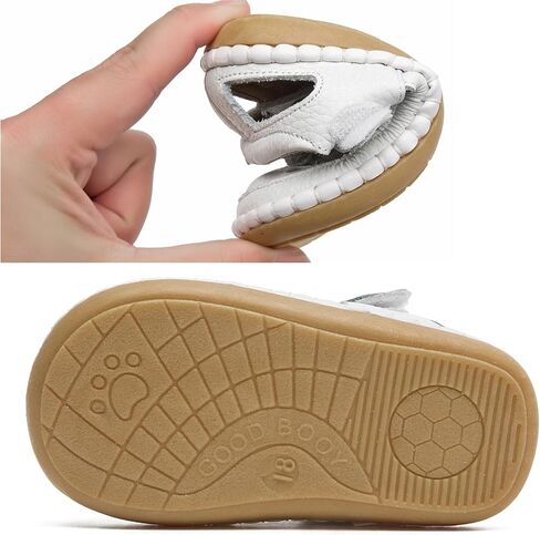 DADAWEN Toddler Girls Leather Closed Toe Summer Sandals Lightweight Non-Slip Soft Sole Cute Flat Shoes Baby Flower Girl Shoes in Saudi Arabia