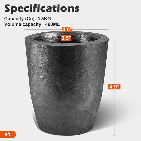 Molten Masters #10-10KG Premium Black Silicon Carbide Graphite Crucibles Cup Furnace Torch Melting Casting Refining for Aluminum, Gold, Silver, Copper, Brass Withstand 1800 ℃/3272℉ in Kuwait