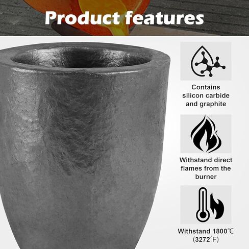 Molten Masters #10-10KG Premium Black Silicon Carbide Graphite Crucibles Cup Furnace Torch Melting Casting Refining for Aluminum, Gold, Silver, Copper, Brass Withstand 1800 ℃/3272℉ in Kuwait