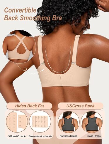 OEAK Womens Comfortable Deep V Bras Wireless Push Up Seamless Full Coverage Bralettes Supportive Bra Raceback Tshirt Bras in Kuwait