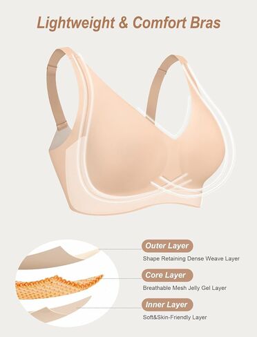 OEAK Womens Comfortable Deep V Bras Wireless Push Up Seamless Full Coverage Bralettes Supportive Bra Raceback Tshirt Bras in Kuwait