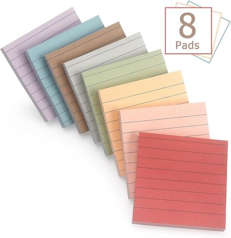 Sticky Notes 8 Vintage Colors 3x3in, Self-Stick Notes Pads with Easy to Post for School, Home, Office, 8 Pads/Pack, 80 Sheets/Pad in Saudi Arabia
