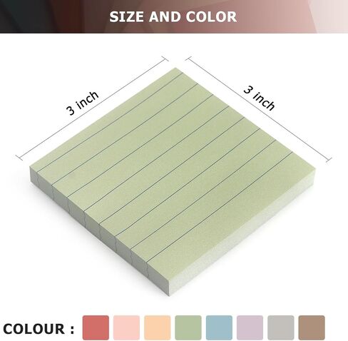 Sticky Notes 8 Vintage Colors 3x3in, Self-Stick Notes Pads with Easy to Post for School, Home, Office, 8 Pads/Pack, 80 Sheets/Pad in Saudi Arabia