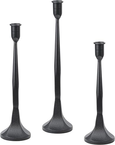 حاملي الشمعدان الذهب ديكور - حامل شموع لحوم شمعة الحامل شموع العصي حاملات مركبة الزفاف الديكور للمنزل عيد الميلاد ، حفل زفاف ، طعام ، حفلة ، الذكرى السنوية （مجموعة من 3） (أسود) in Kuwait