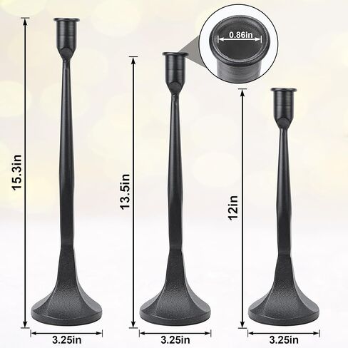 حاملي الشمعدان الذهب ديكور - حامل شموع لحوم شمعة الحامل شموع العصي حاملات مركبة الزفاف الديكور للمنزل عيد الميلاد ، حفل زفاف ، طعام ، حفلة ، الذكرى السنوية （مجموعة من 3） (أسود) in Kuwait