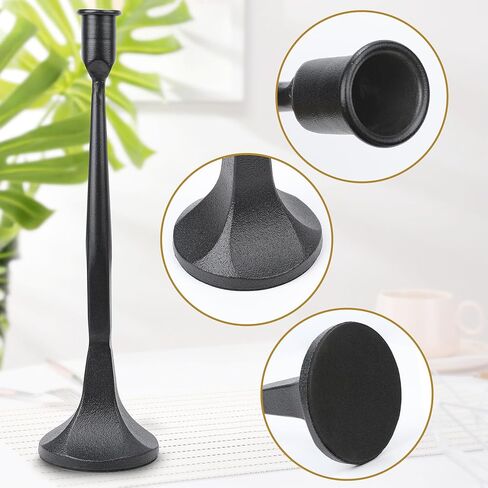 حاملي الشمعدان الذهب ديكور - حامل شموع لحوم شمعة الحامل شموع العصي حاملات مركبة الزفاف الديكور للمنزل عيد الميلاد ، حفل زفاف ، طعام ، حفلة ، الذكرى السنوية （مجموعة من 3） (أسود) in Kuwait