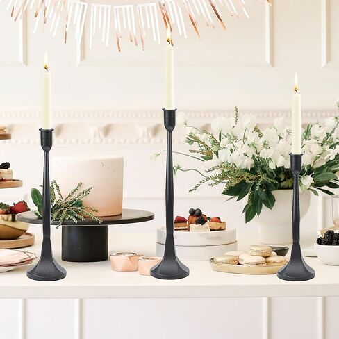 حاملي الشمعدان الذهب ديكور - حامل شموع لحوم شمعة الحامل شموع العصي حاملات مركبة الزفاف الديكور للمنزل عيد الميلاد ، حفل زفاف ، طعام ، حفلة ، الذكرى السنوية （مجموعة من 3） (أسود) in Kuwait