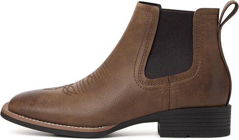Cowboy Boots for Men Square Toe Mens Western Boots Slip On Casual Retro Boots in Saudi Arabia
