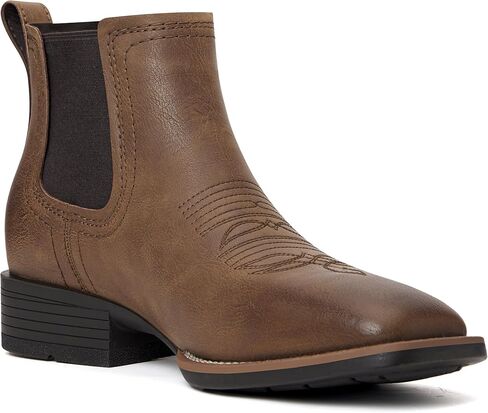 Cowboy Boots for Men Square Toe Mens Western Boots Slip On Casual Retro Boots in Saudi Arabia