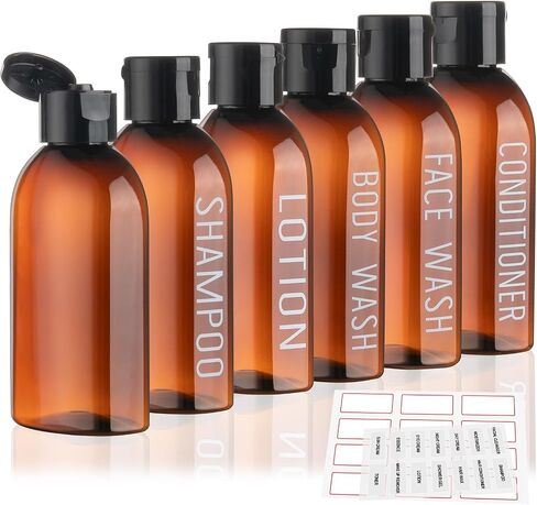 Travel Bottles for Toiletries 6 PCS 3.4oz/100ml Travel Size Containers Plastic Lotion Bottle TSA Approved Leak Proof Squeeze Bottles with Flip Cap for Toiletries, Shampoo & Lotion (Clear) in Saudi Arabia