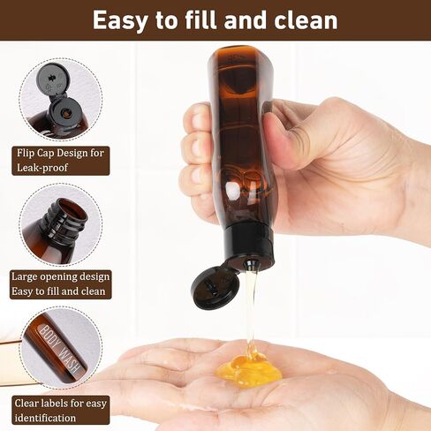 Travel Bottles for Toiletries 6 PCS 3.4oz/100ml Travel Size Containers Plastic Lotion Bottle TSA Approved Leak Proof Squeeze Bottles with Flip Cap for Toiletries, Shampoo & Lotion (Clear) in Saudi Arabia