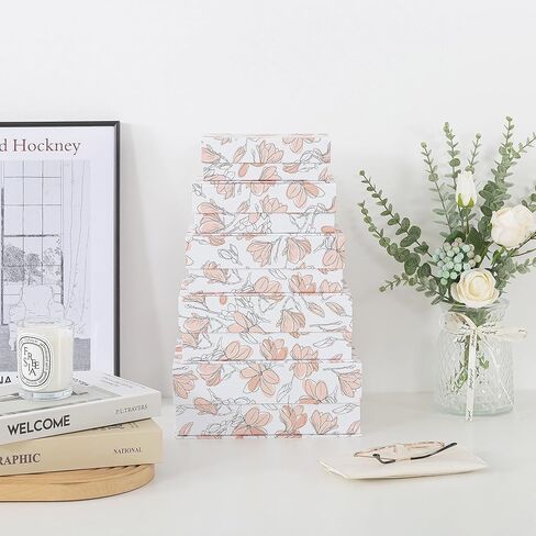 Soul & Lane Vintage Voyage Voyage Decorative Cardboard Boxes مع Lids - مجموعة من 5 صناديق تذكار تداخل ومنظمين على الطراز العتيق مع الإغلاق المغناطيسي للديكور المنزلي والذكريات والهدايا والهدايا in Kuwait