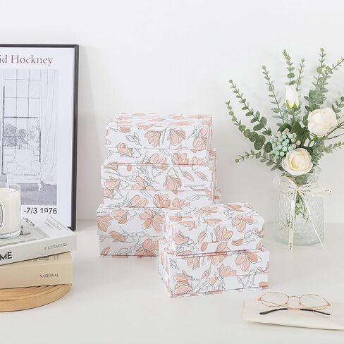 Soul & Lane Vintage Voyage Voyage Decorative Cardboard Boxes مع Lids - مجموعة من 5 صناديق تذكار تداخل ومنظمين على الطراز العتيق مع الإغلاق المغناطيسي للديكور المنزلي والذكريات والهدايا والهدايا in Kuwait