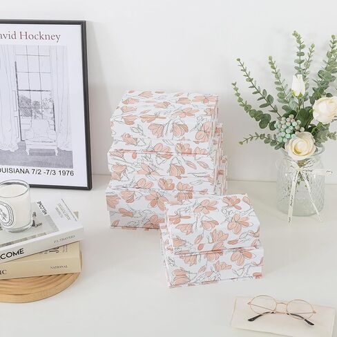 Soul & Lane Vintage Voyage Voyage Decorative Cardboard Boxes مع Lids - مجموعة من 5 صناديق تذكار تداخل ومنظمين على الطراز العتيق مع الإغلاق المغناطيسي للديكور المنزلي والذكريات والهدايا والهدايا in Kuwait