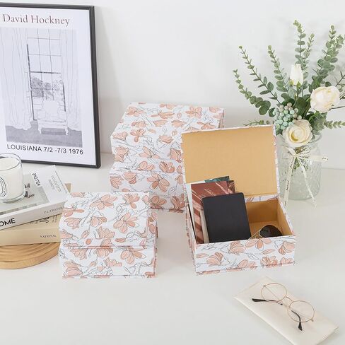 Soul & Lane Vintage Voyage Voyage Decorative Cardboard Boxes مع Lids - مجموعة من 5 صناديق تذكار تداخل ومنظمين على الطراز العتيق مع الإغلاق المغناطيسي للديكور المنزلي والذكريات والهدايا والهدايا in Kuwait