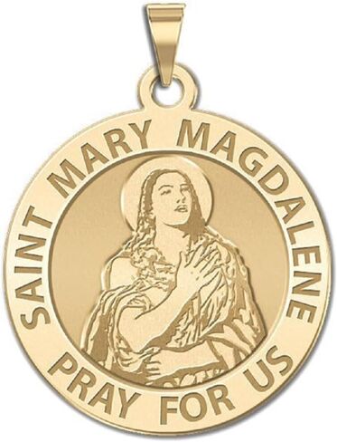 PicturesOnGold.com Saint Mary Magdalene Religious Medal in Yellow Gold Plated & 14K Yellow or White Gold, or Sterling Silver in Saudi Arabia