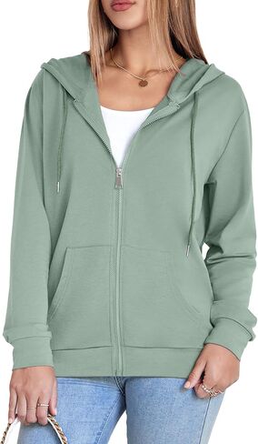Womens Zip Up Hoodies Long Sleeve Hooded Sweatshirts Y2K Fall Fashion Clothes Casual Trendy Jacket in Saudi Arabia